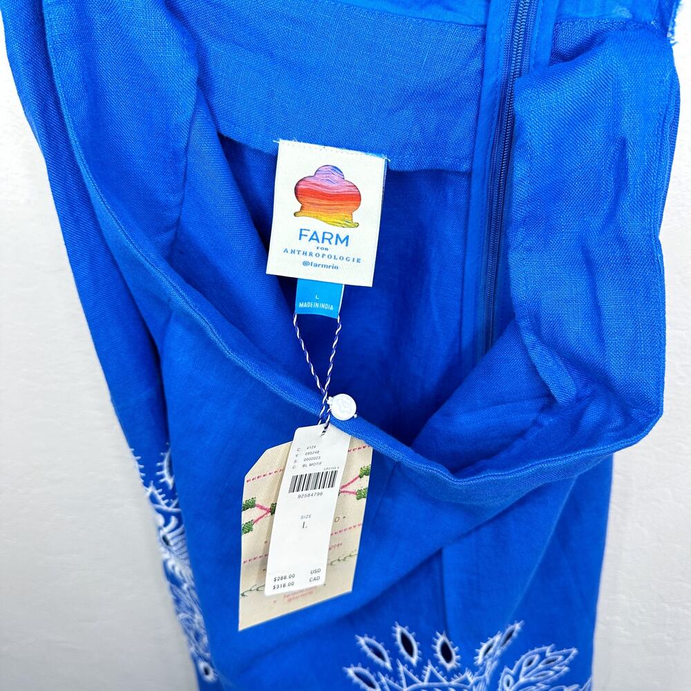 NWT Anthropologie Farm Rio One Shoulder Embroidered Cut Out Linen Jumpsuit Large - Picture 7 of 16